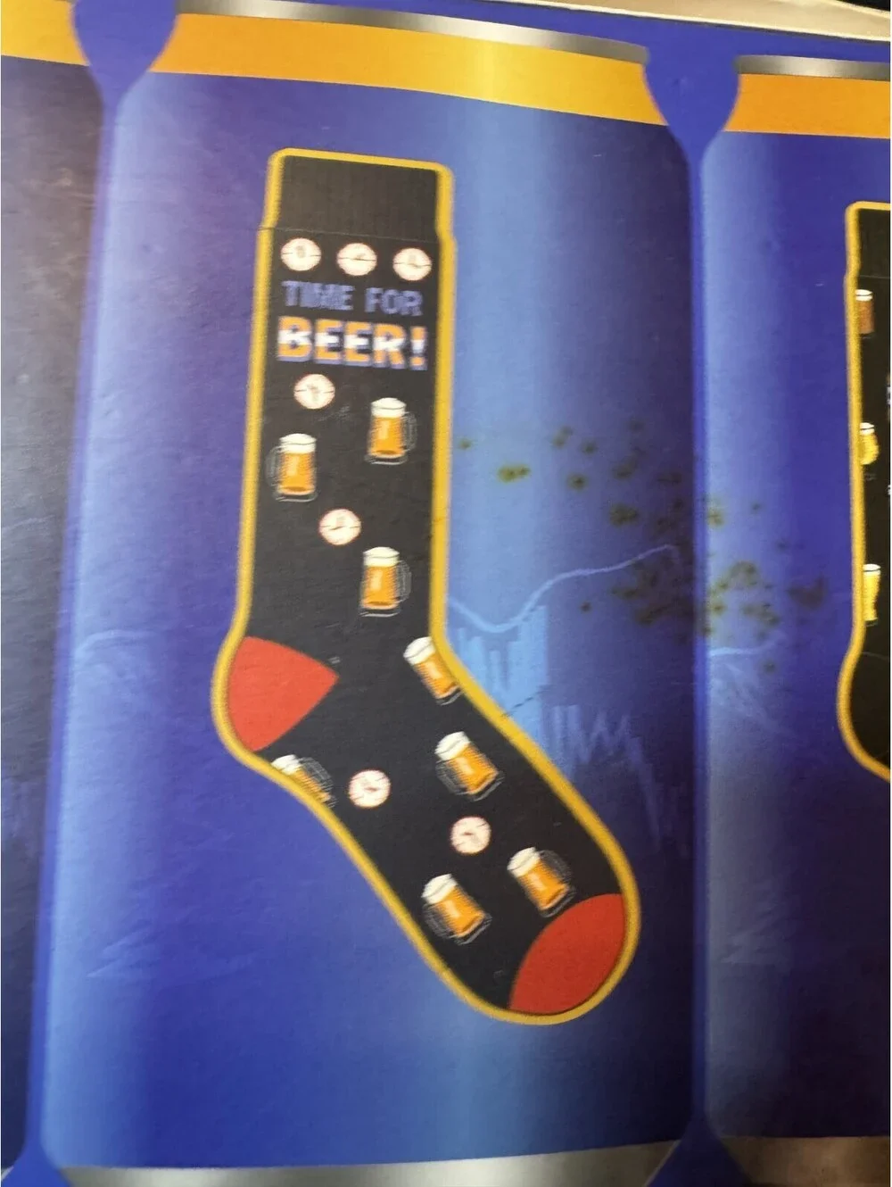 3pr Mens Novelty Beer Time Dress Socks 6-12 Crew Black Davco Damaged Box